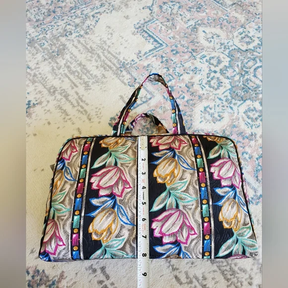 Vintage Christian Dior Floral Print Multi Color Zip Around Bag NWT Designer Boho - Picture 8 of 16
